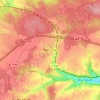 Mappa topografica Oberndorf, altitudine, rilievo