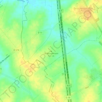 Mappa topografica Le Rougemont, altitudine, rilievo