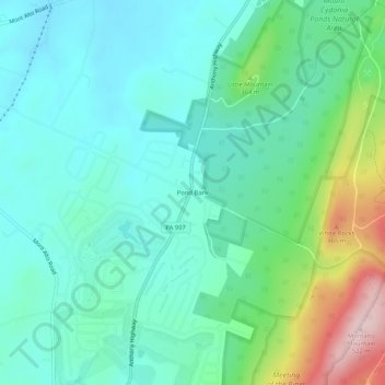 Mappa topografica Pond Bank, altitudine, rilievo