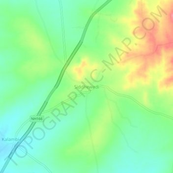Mappa topografica Siddhewadi, altitudine, rilievo