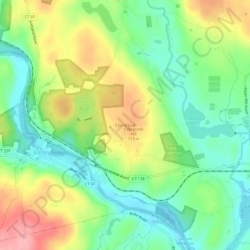 Mappa topografica Sprague, altitudine, rilievo