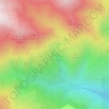 Mappa topografica Chorro de la Ventera, altitudine, rilievo