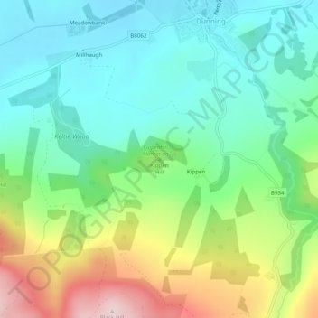 Mappa topografica Kippen Hill, altitudine, rilievo