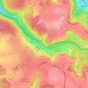 Mappa topografica Le Bois d'Huile, altitudine, rilievo