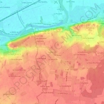 Mappa topografica La Planche, altitudine, rilievo