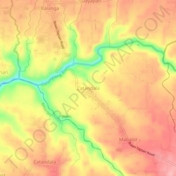 Mappa topografica Catandala, altitudine, rilievo
