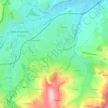 Mappa topografica La Plagne, altitudine, rilievo