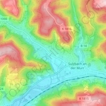 Mappa topografica Lautern, altitudine, rilievo