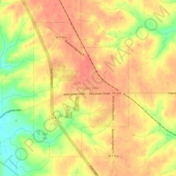 Mappa topografica Pleasantville, altitudine, rilievo