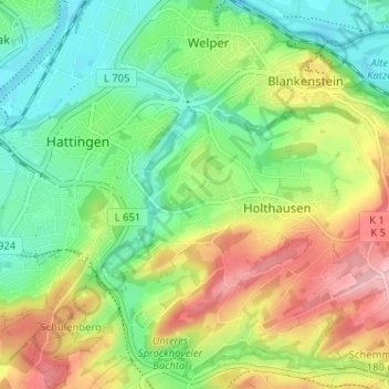 Mappa topografica Obereichholz, altitudine, rilievo