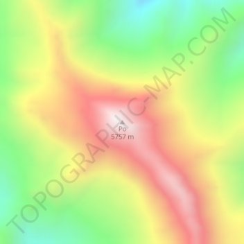 Mappa topografica Po, altitudine, rilievo