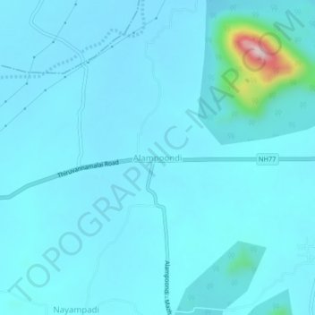 Mappa topografica Alampoondi, altitudine, rilievo