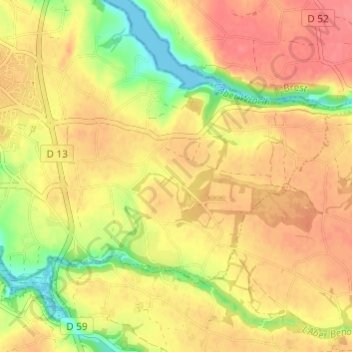 Mappa topografica Langaer, altitudine, rilievo