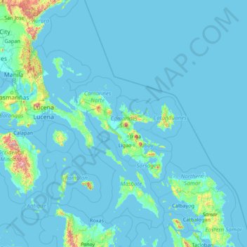 Mappa topografica Camarines Sur, altitudine, rilievo