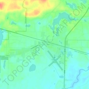 Mappa topografica Land O' Lakes, altitudine, rilievo