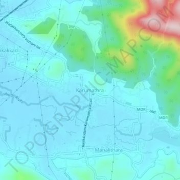 Mappa topografica Karumathra, altitudine, rilievo
