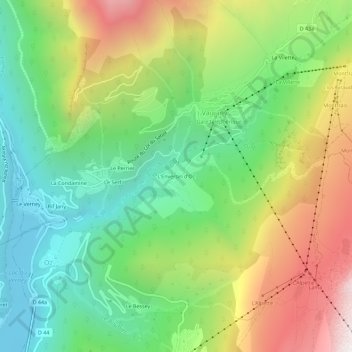 Mappa topografica L'Enversin d'Oz, altitudine, rilievo