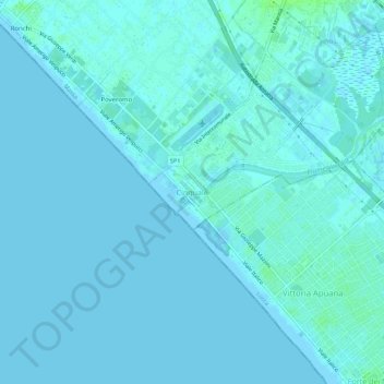 Mappa topografica Cinquale, altitudine, rilievo