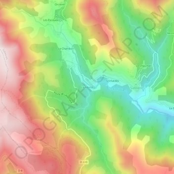 Mappa topografica La Fouillo, altitudine, rilievo