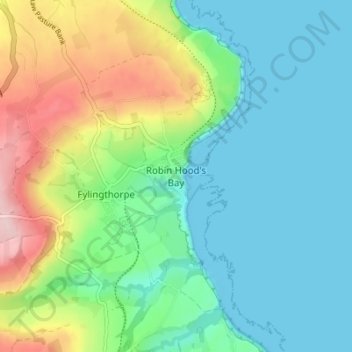 Mappa topografica Robin Hood's Bay, altitudine, rilievo