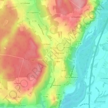 Mappa topografica Les Valettes, altitudine, rilievo