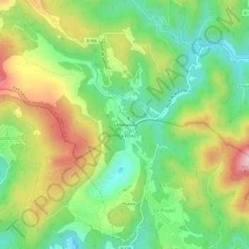 Mappa topografica L'Affenadou, altitudine, rilievo