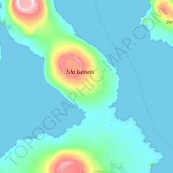 Mappa topografica Isla Isabela, altitudine, rilievo