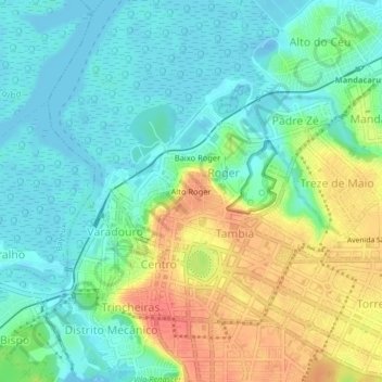 Mappa topografica Alto Roger, altitudine, rilievo