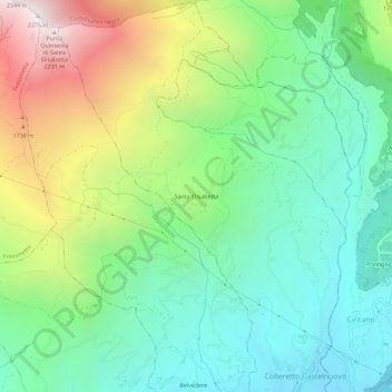 Mappa topografica Santa Elisabetta, altitudine, rilievo