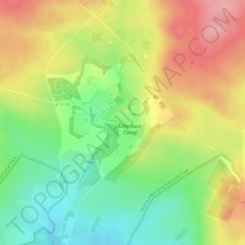 Mappa topografica Otterburn Camp, altitudine, rilievo
