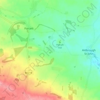 Mappa topografica Stanwick St John, altitudine, rilievo