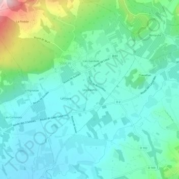 Mappa topografica Les Daunis, altitudine, rilievo