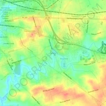 Mappa topografica Fertility, altitudine, rilievo