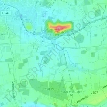 Mappa topografica Guissen, altitudine, rilievo
