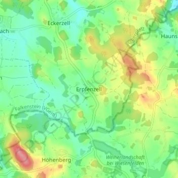 Mappa topografica Erpfenzell, altitudine, rilievo