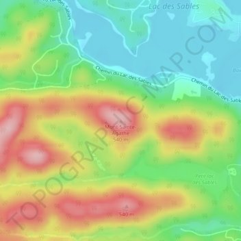 Mappa topografica Mont Sainte-Agathe, altitudine, rilievo