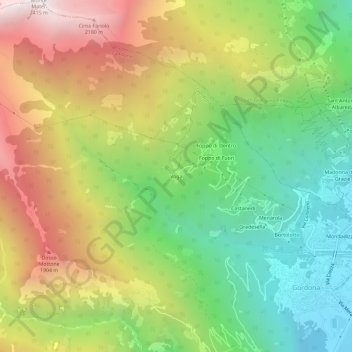 Mappa topografica Voga, altitudine, rilievo