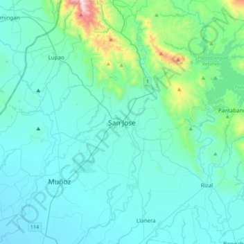 Mappa topografica San Jose, altitudine, rilievo