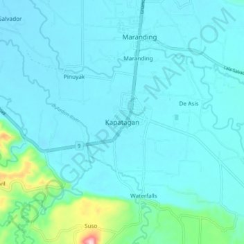 Mappa topografica Kapatagan, altitudine, rilievo