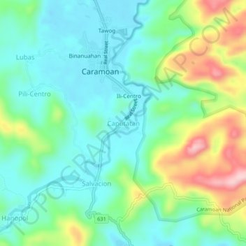 Mappa topografica Caputatan, altitudine, rilievo