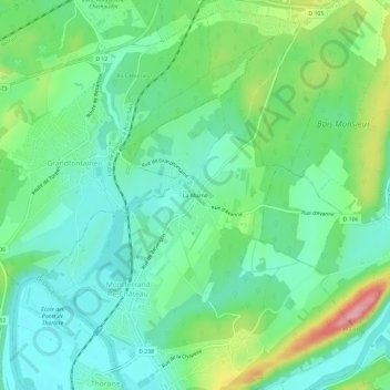 Mappa topografica La Marne, altitudine, rilievo