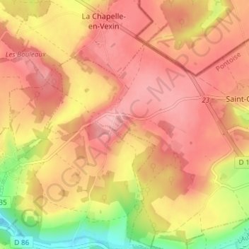 Mappa topografica Magnitot, altitudine, rilievo