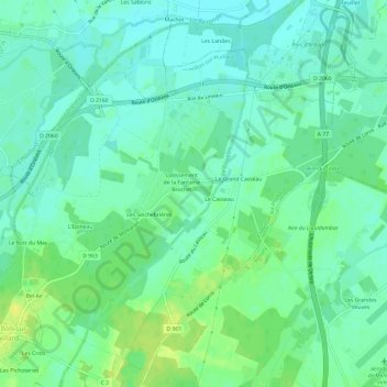 Mappa topografica La Raveauderie, altitudine, rilievo