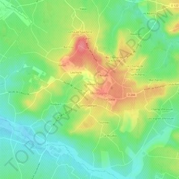 Mappa topografica Le Champ d'Ambrois, altitudine, rilievo