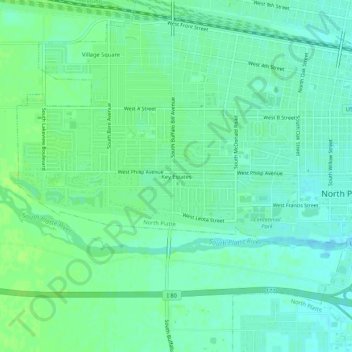 Mappa topografica Key Estates, altitudine, rilievo