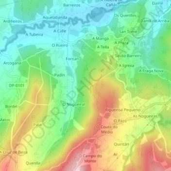Mappa topografica Longueiral, altitudine, rilievo