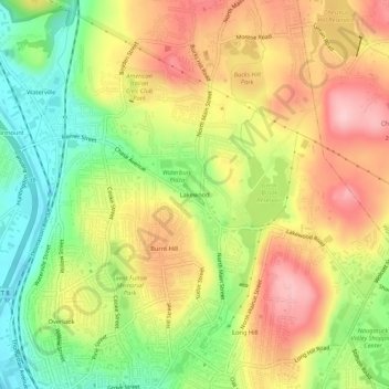 Mappa topografica Lakewood, altitudine, rilievo