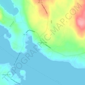 Mappa topografica Sargentville, altitudine, rilievo