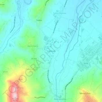 Mappa topografica Colombare, altitudine, rilievo