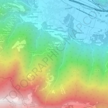Mappa topografica Le Grange, altitudine, rilievo